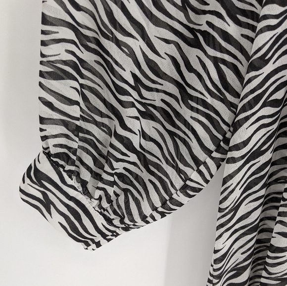 Zara Sheer Zebra Print Long Oversize Blouse Top - Picture 4 of 10